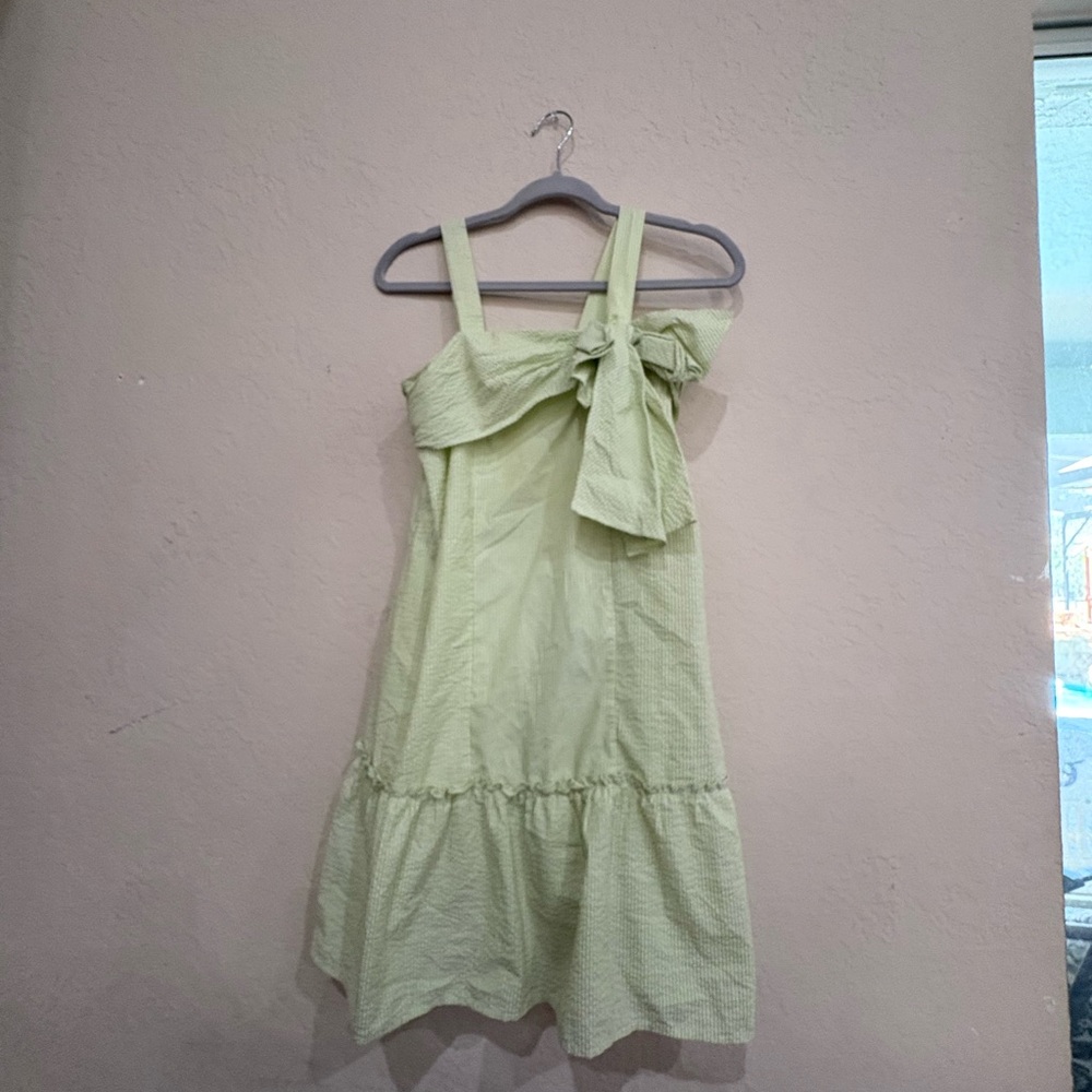 Girls' Light Green Bow-Accent Summer Dress girls 16.5 size